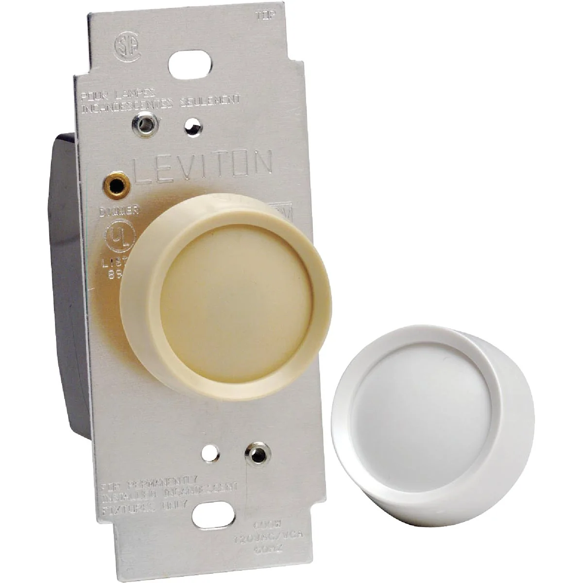 Practical Leviton White Light Almond Universal Push On-Off Rotary Dimmer Switch Secure