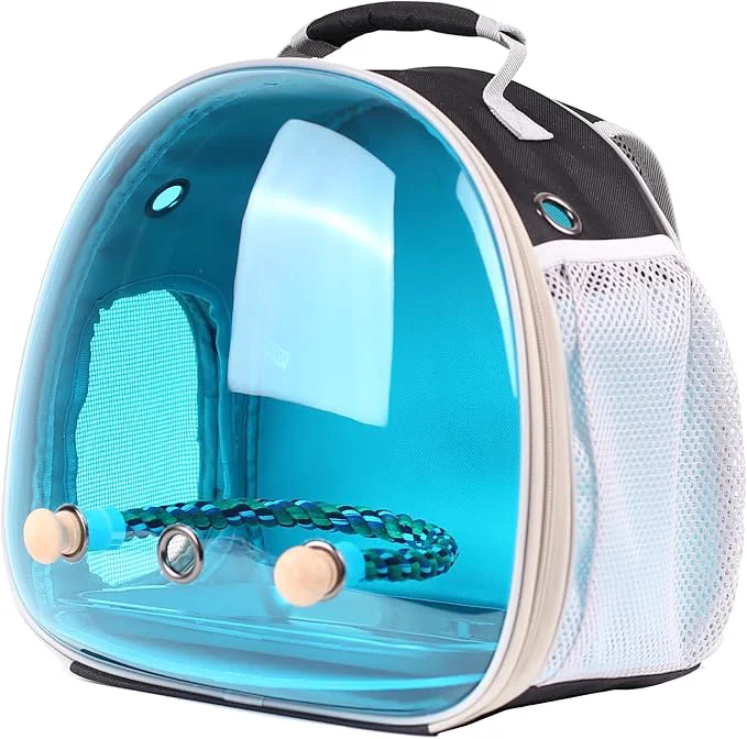 Unique Polarized Tinted Blue Bubble Small Bird Carrier Travel Cage Portable Bird Proven