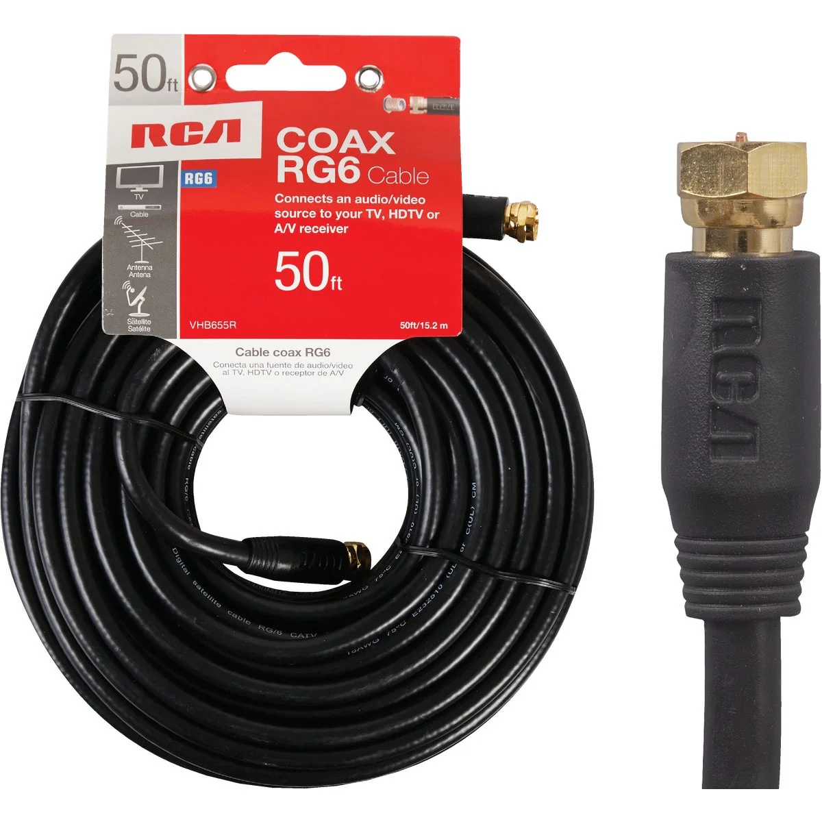 Responsible RCA 50 Ft. Black Digital RG6 Coaxial Cable Powerful