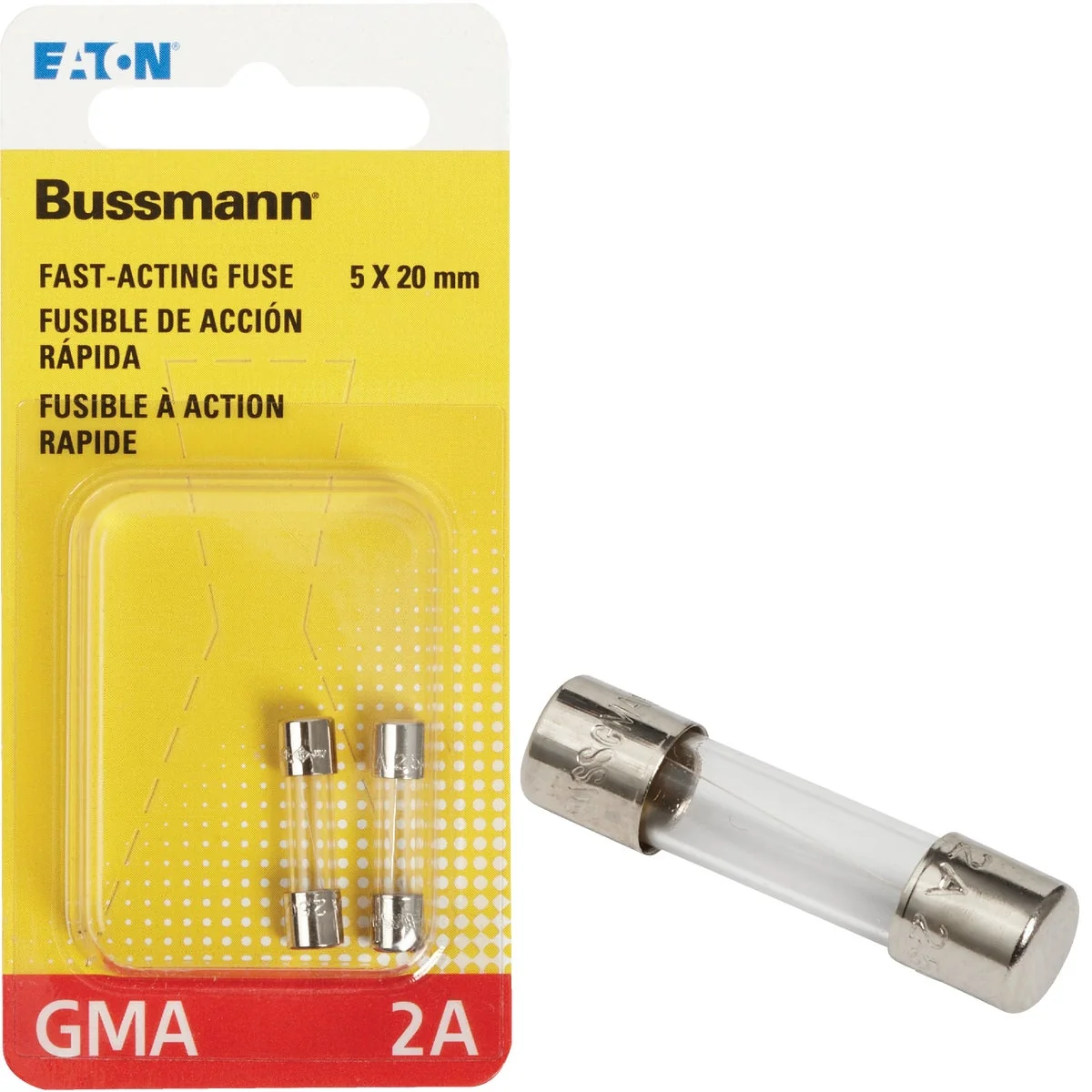 Sophisticated Bussmann 2A GMA Glass Tube Electronic Fuse 2-Pack Verified