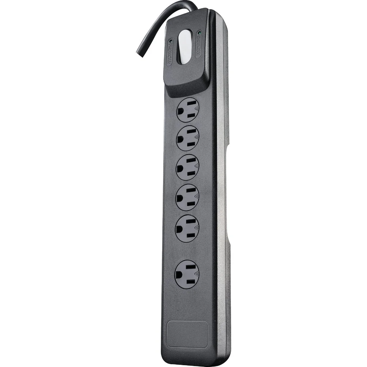 Genuine Woods 6-Outlet 1440J Black Surge Protector Strip with 4 Ft. Cord Original Design
