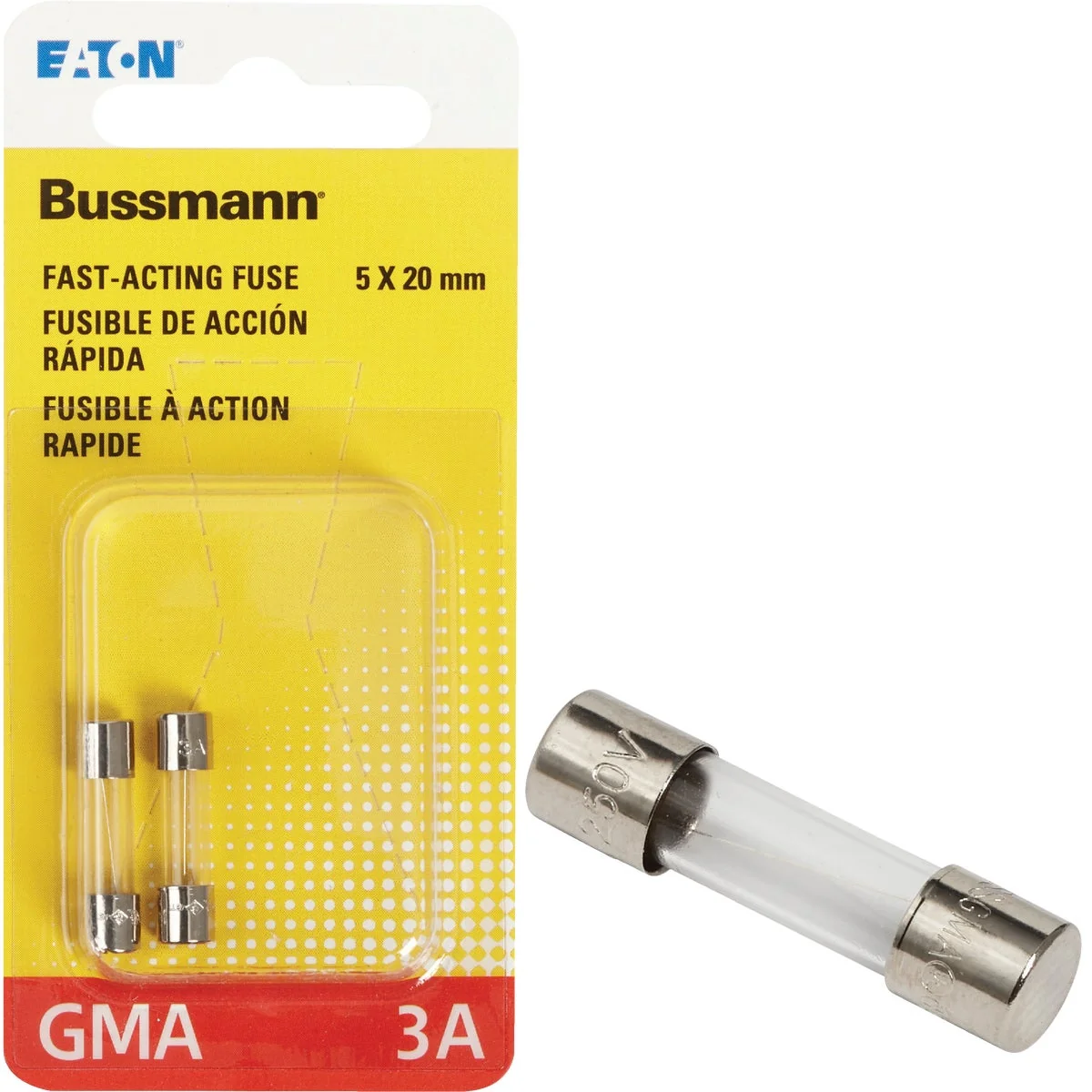Recyclable Bussmann 3A GMA Glass Tube Electronic Fuse 2-Pack Versatile