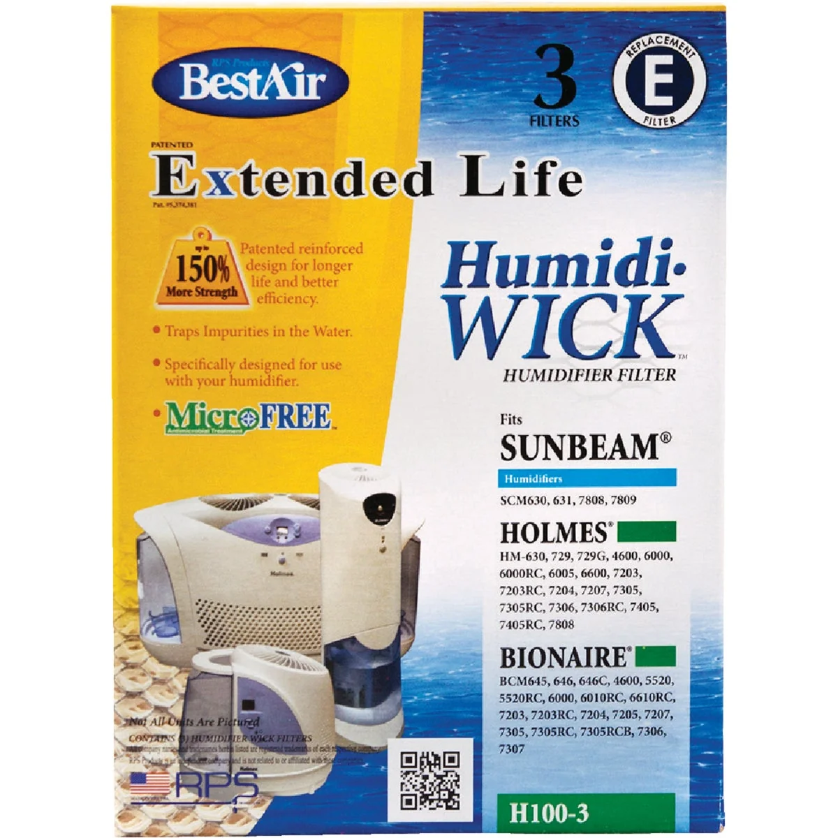 Carefully Designed Air Extended Life Humidi-Wick H100 Humidifier Wick Filter 3-Pack Next-Generation