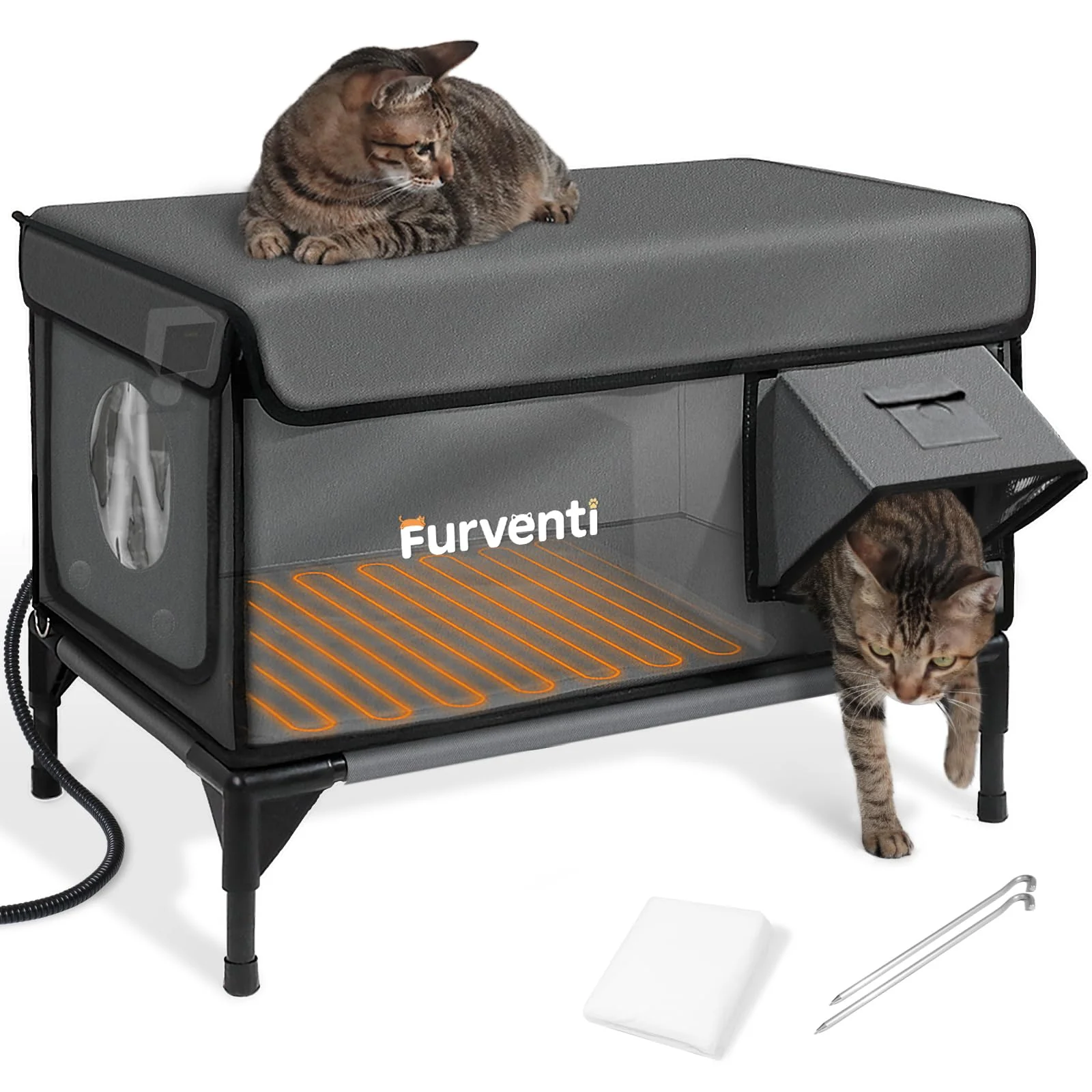Clean Lamlingo Heated Outdoor Cat House with Dual Camera Mounts – Weatherproof Insulated Shelter Fine Crafted