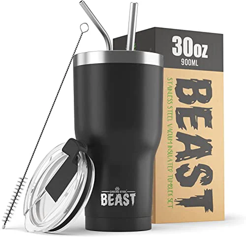 Carefully Designed Beast 30 oz Tumbler Stainless Steel Vacuum Insulated Coffee Ice Cup Double Wall Travel Flask Clean