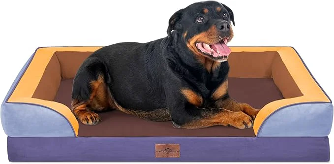Selected Comfort Expression Orthopedic Dog Bed for Extra Large Dogs 45×35 Inch Waterproof Egg Crate Foam XL Pet Bed with Removable Bolsters Dog Couch with Washable Cover Non-Slip Bottom Honey LavenderAbout ThisOverview Trendy