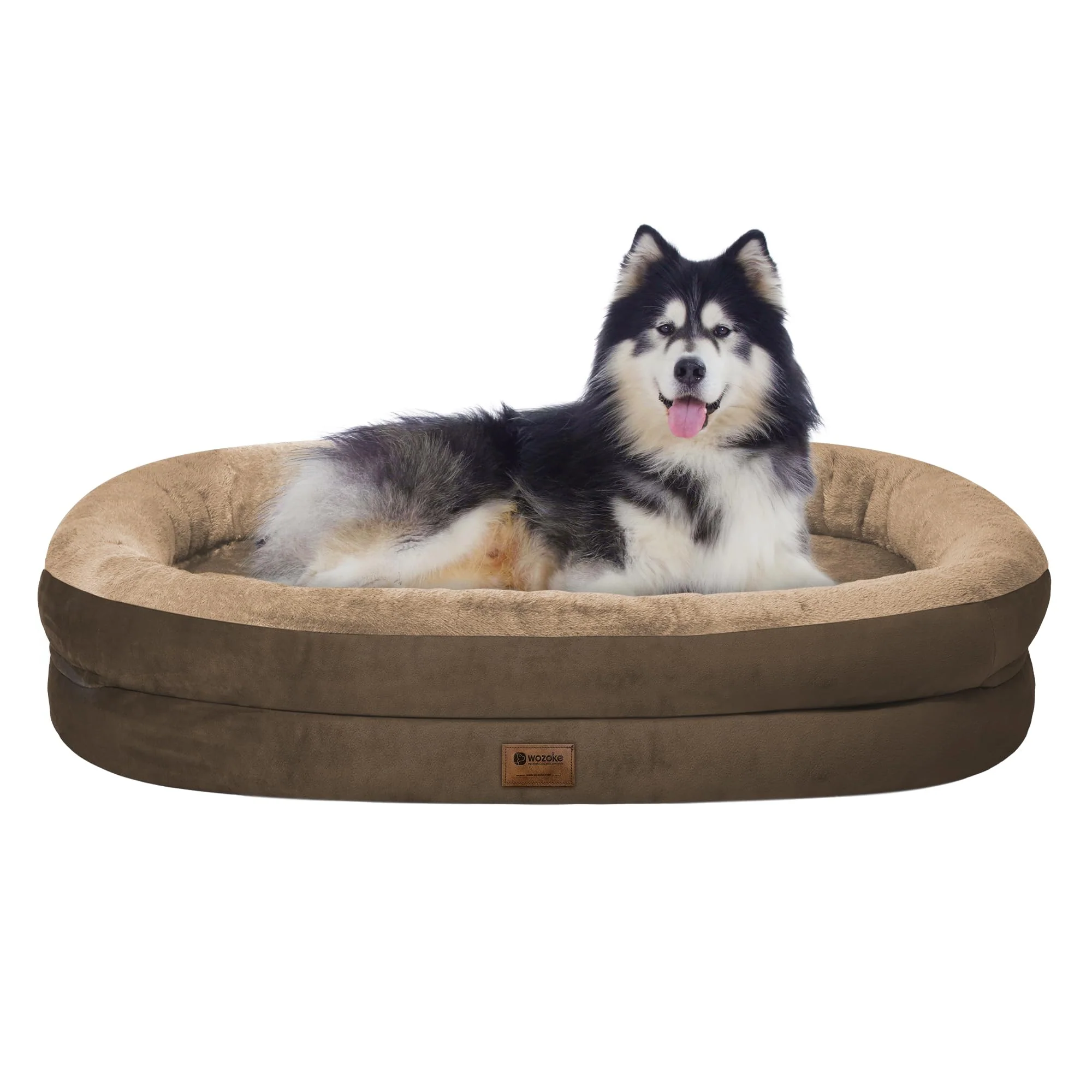 Premium Material WOZOKE Orthopedic Waterproof XXL Dog Bed with Memory Foam Bolsters Powerful
