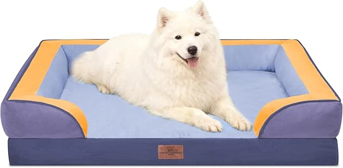 Sophisticated Comfort Expression Orthopedic Dog Bed for Large Dogs 36×27 Inch Waterproof Egg Crate Foam Large Pet Bed with Removable Bolsters Dog Couch with Washable Cover Non-Slip Bottom Twilight WaveAbout ThisOverview Modern