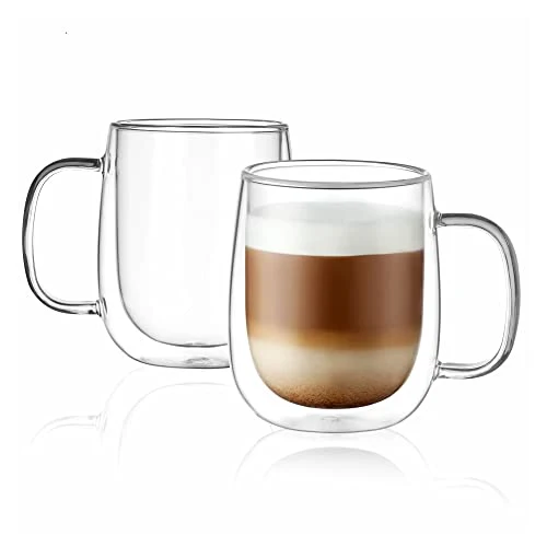 Prestigious Glass Coffee Mugs 12oz 2 Count Sophisticated