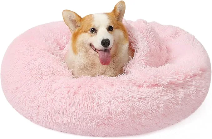 Reusable NOYAL Calming Dog Bed for Anxiety Hooded Donut Cave with Blanket Plush Fluffy Washable Pet Bed for Small Medium Dogs CatsAbout ThisOverview Trusted