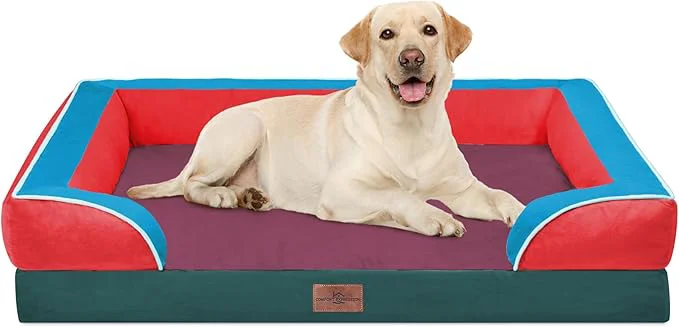 Smooth Comfort Expression Orthopedic Dog Bed for Extra Large Dogs 42×30 Inch Waterproof Egg Crate Foam XL Pet Bed with Removable Bolsters Dog Couch with Washable Cover Non-Slip Bottom San FranciscoAbout ThisOverview Fashionable
