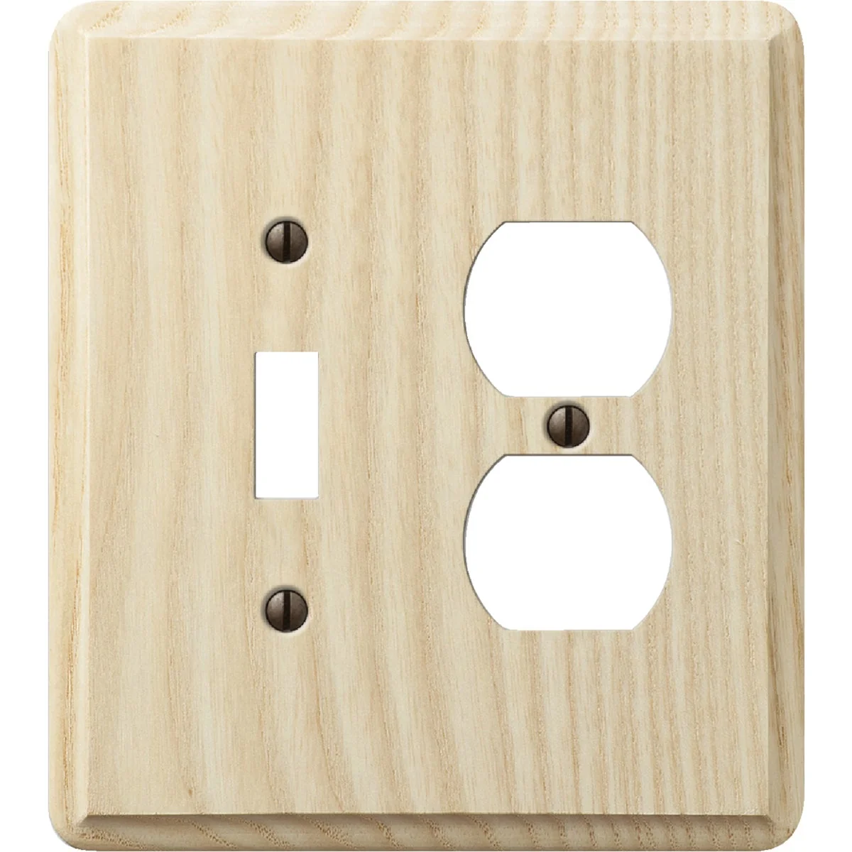 Professional Amerelle 2-Gang Solid Ash Single Toggle Duplex Outlet Wall Plate Unfinished Ash Soft