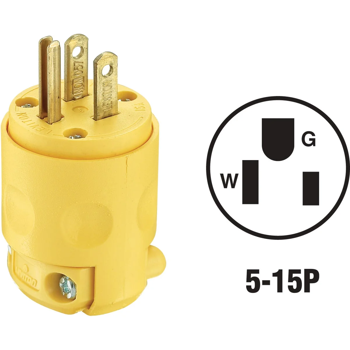 Consistent Leviton 15A 125V 3-Wire 2-Pole Residential Grade Cord Plug Yellow Organic