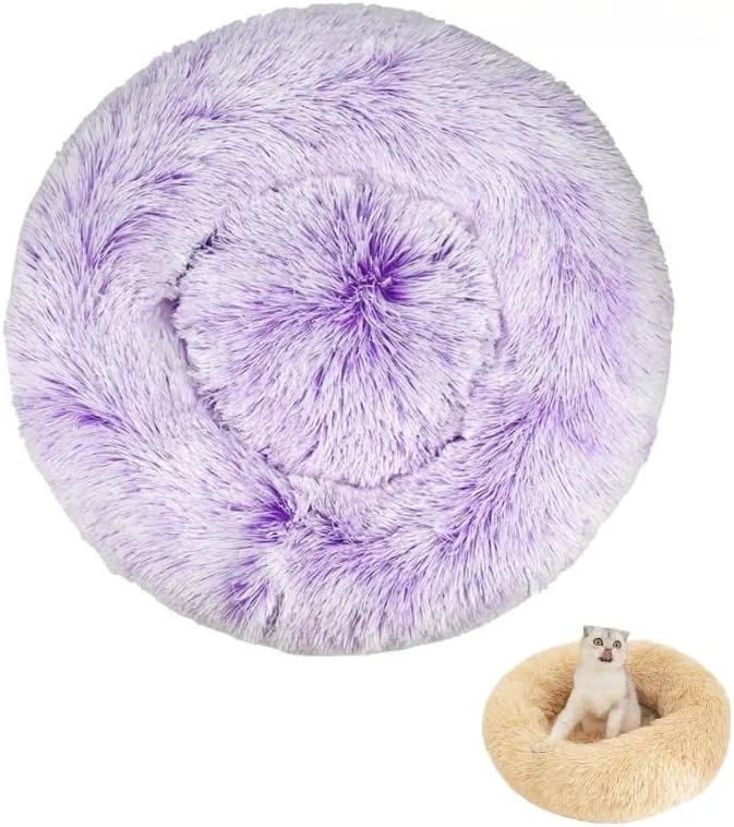 Smart Anxiety Relief Dog Bed – Mr Fluffy Friend Anti-Anxiety Calming Plush Pet Bed for Chewing Crate Training Thunderstorm Stress B-Purple XL-80CM About ThisOverview Eco-Friendly