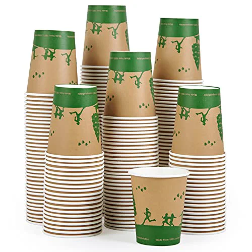 Selected 8 oz Compostable Paper Coffee Cups with PLA Lined Natural