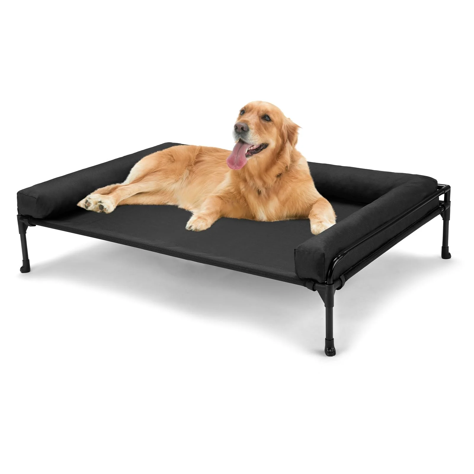 Fast Veehoo d Raised Dog Bed for Large Dogs Outdoor Cooling Cot with Three-Sided Bolster Quality