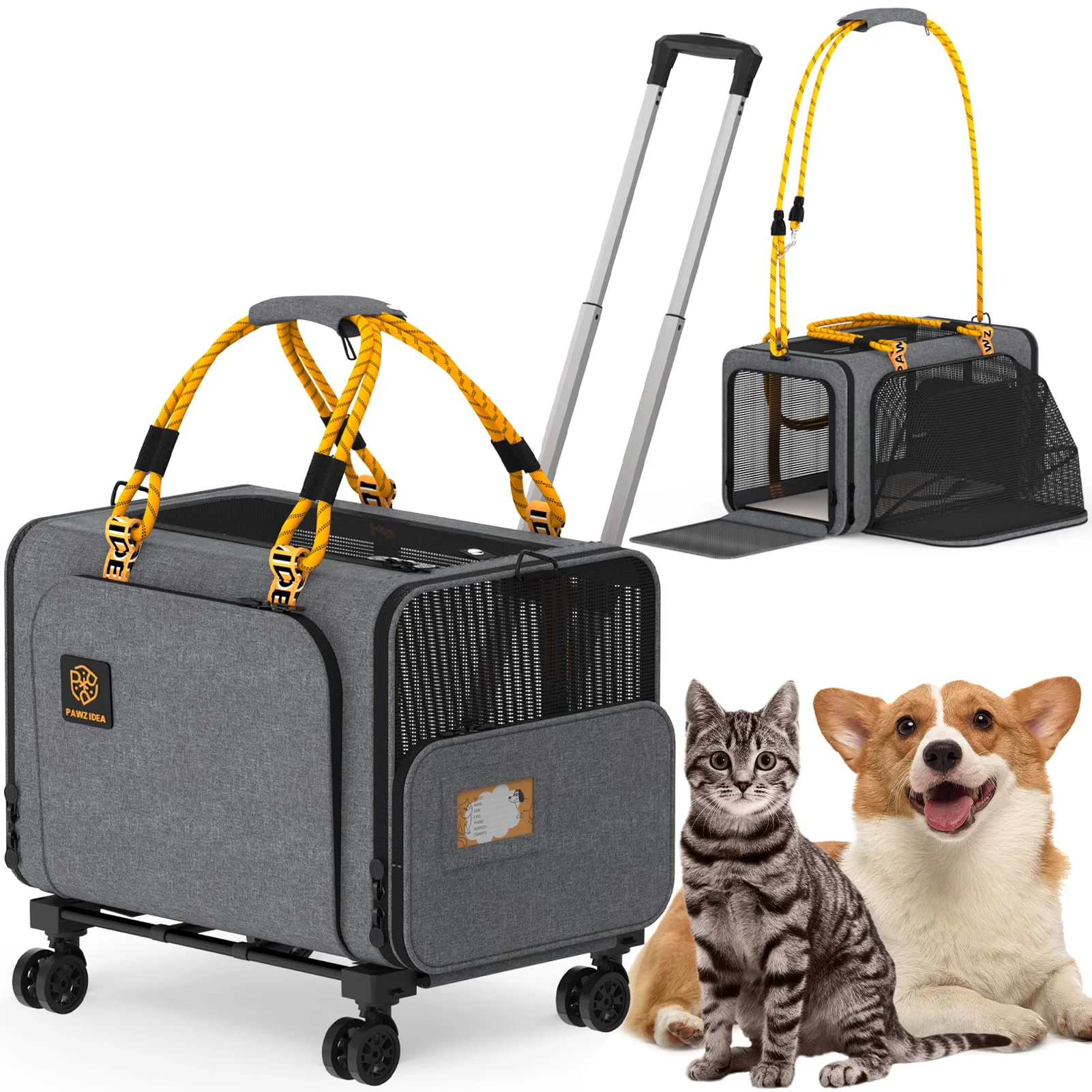 Reliable PAWZIDEA Expandable Large Pet Carrier with Wheels – 24x16x16 in for 2–4 Cats or Small Dogs Modern