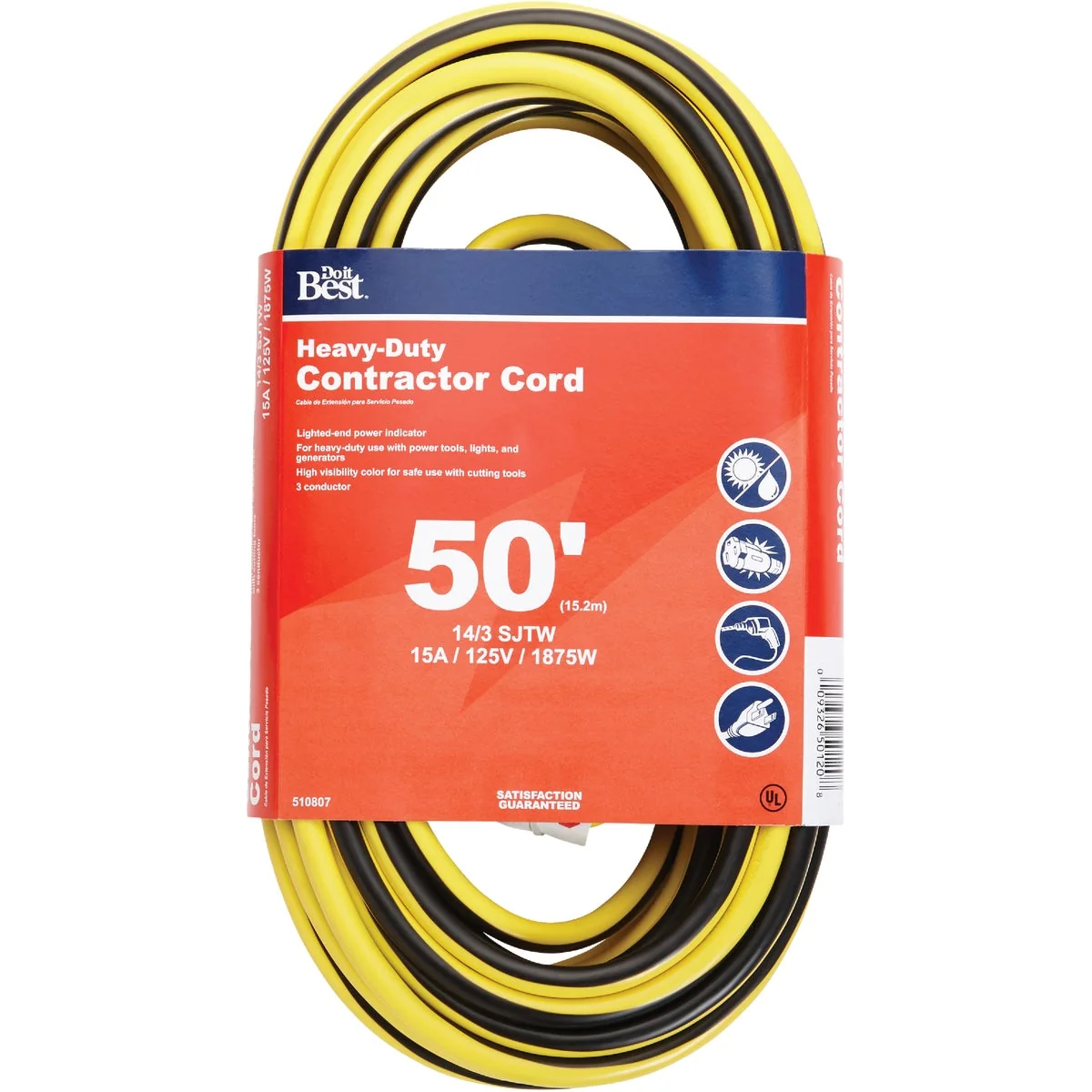 Smart Do it 50 Ft. 14 3 Heavy-Duty Contractor Extension Cord Stylish