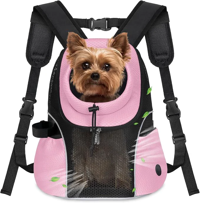 Comfortable WOYYHO Pet Dog Carrier Backpack Small Dog Front Backpack Ventilated Mesh Dog Breathable