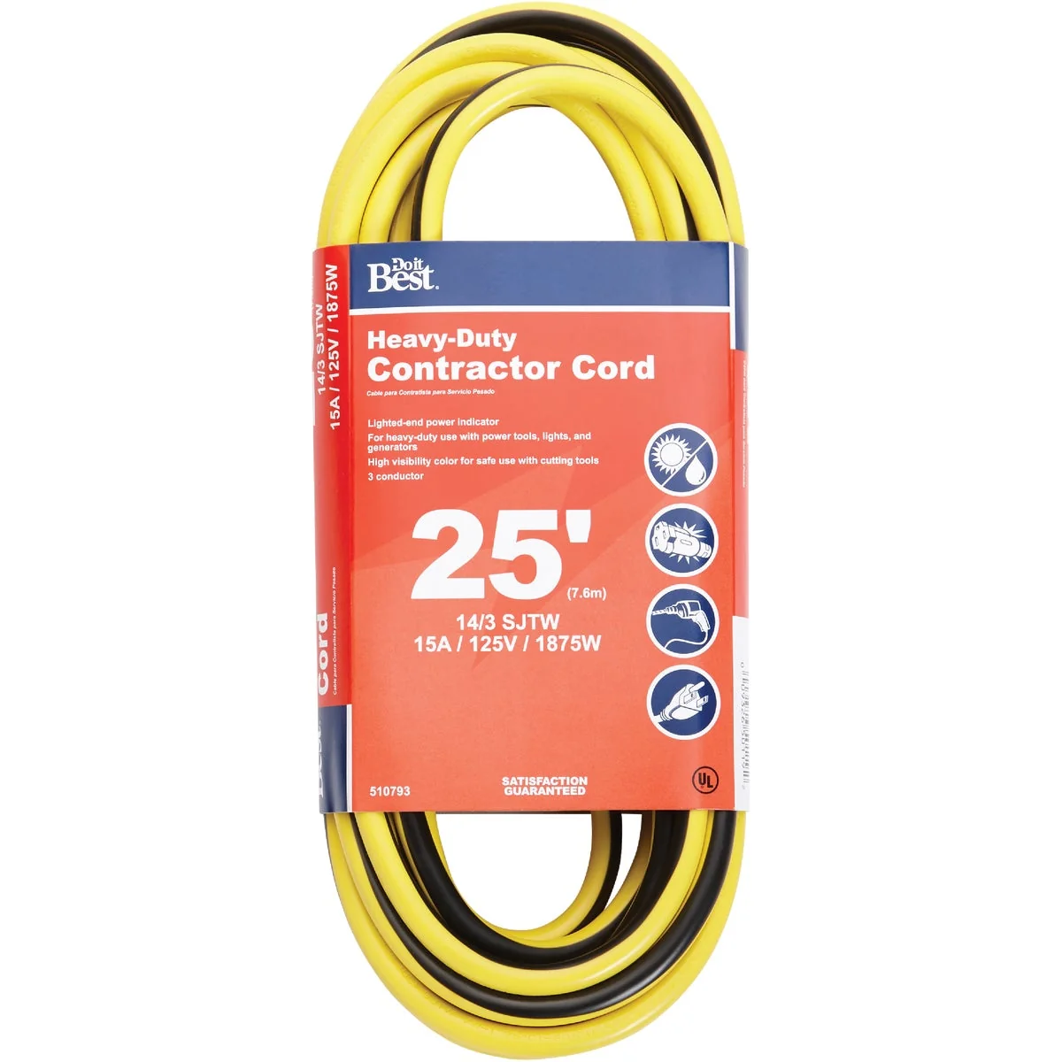 Premium Do it 25 Ft. 14 3 Heavy-Duty Contractor Extension Cord Long-Lasting