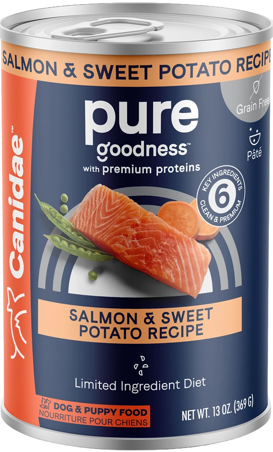 Classic Canidae Pure Grain- Limited Ingredient Canned Dog Food Salmon Sweet Potato 13-oz Soft