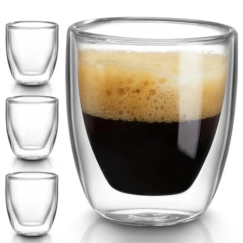 Top-Quality 10oz Double Wall Espresso Cups Set of 4 4 Count Original Design
