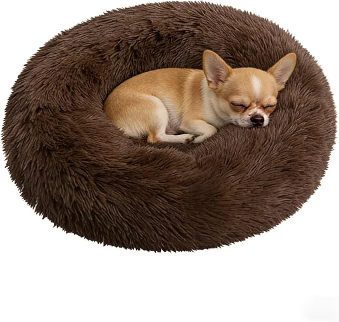 Professional Calming Donut Dog Beds for Small Dogs Kitten – Washable Removable Cover Non-Slip Bottom Round Pet Bed Puppy Bed Warming Fluffy Faux Fur Anti-Anxiety Fits up to 15 lbs Coffee 20 About ThisOverview Trusted