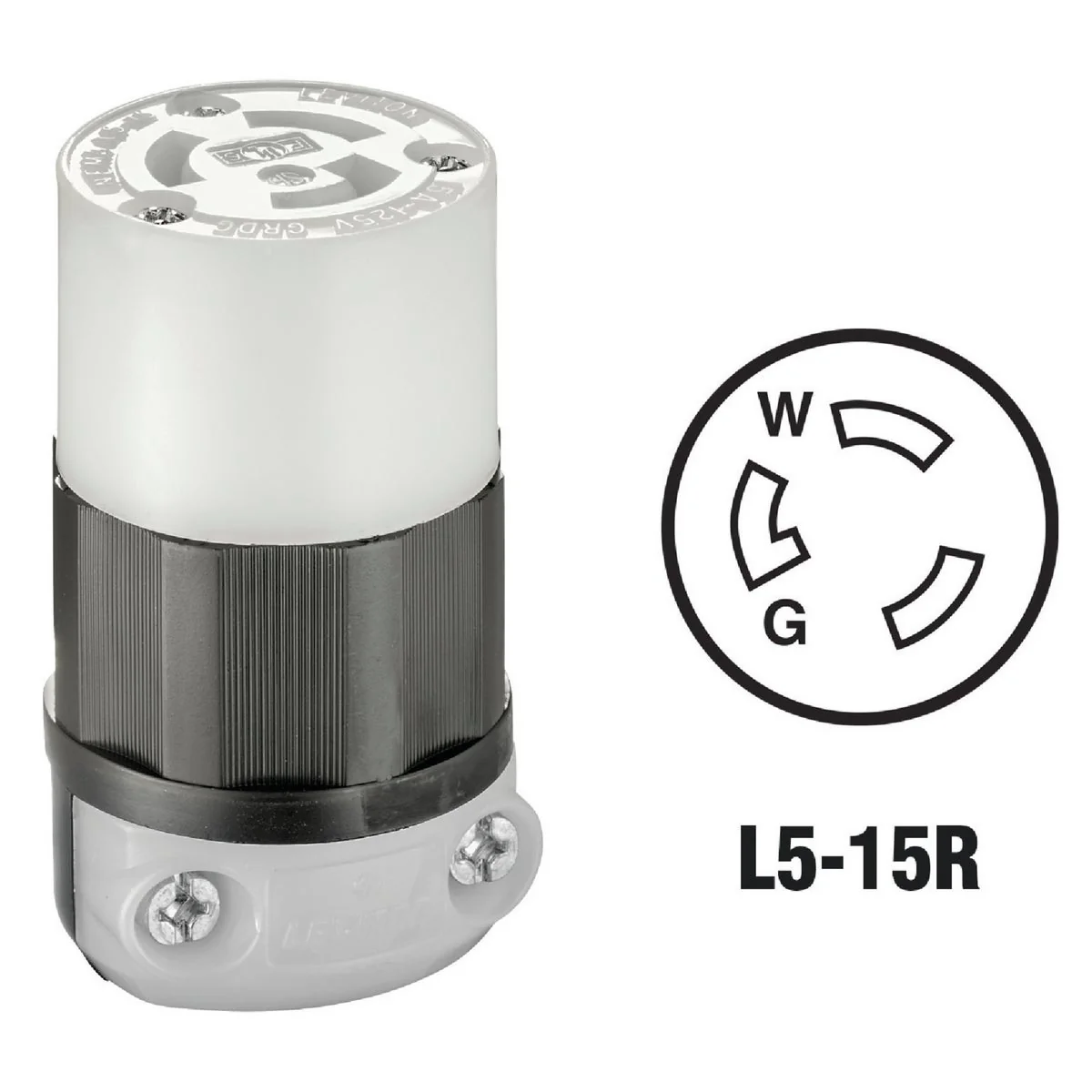 Easy-to-Use Leviton 15A 125V 3-Wire 2-Pole Industrial Grade Locking Cord Connector Crafted