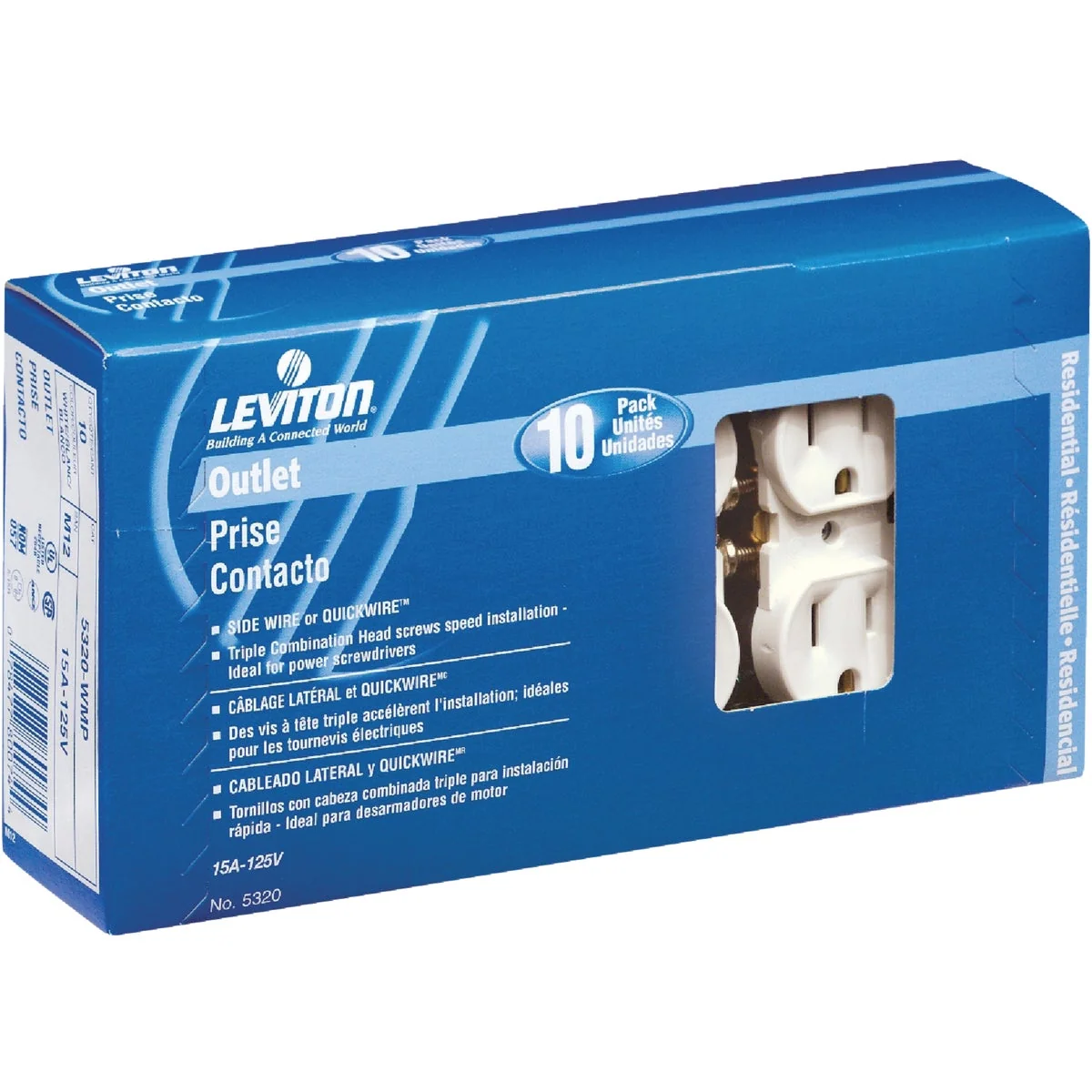 Original Design Leviton 15A Ivory Shallow Grounded 5-15R Duplex Outlet 10-Pack Fashionable
