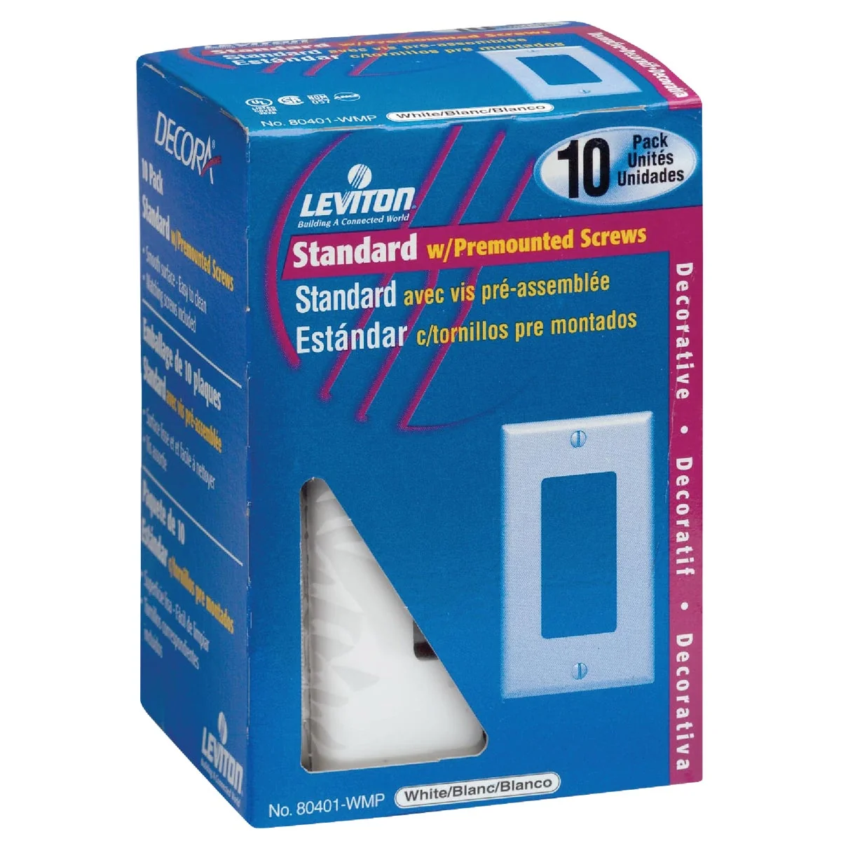 Contemporary Leviton Decora 1-Gang Smooth Plastic Rocker Decorator Wall Plate White 10-Pack Comfortable