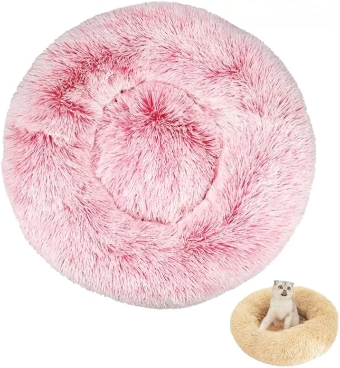 Sophisticated Anxiety Relief Dog Bed – Mr Fluffy Friend Anti-Anxiety Calming Plush Pet Bed for Chewing Crate Training Thunderstorm Stress D-Pink XS-40CM About ThisOverview Certified