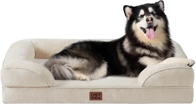 Carefully Designed EHEYCIGA Orthopedic XL Dog Beds Waterproof Memory Foam Dog Bed for Extra Large Dogs Non-Slip Bottom and Egg-Crate Foam Big Pet Couch Bed with Washable Removable Cover BeigeAbout ThisOverview Dependable