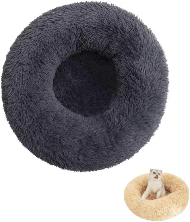 Pure Anxiety Relief Dog Bed – Mr Fluffy Friend Anti-Anxiety Calming Plush Pet Bed for Chewing Crate Training Thunderstorm Stress C-Gray XS-40CM About ThisOverview Artisan