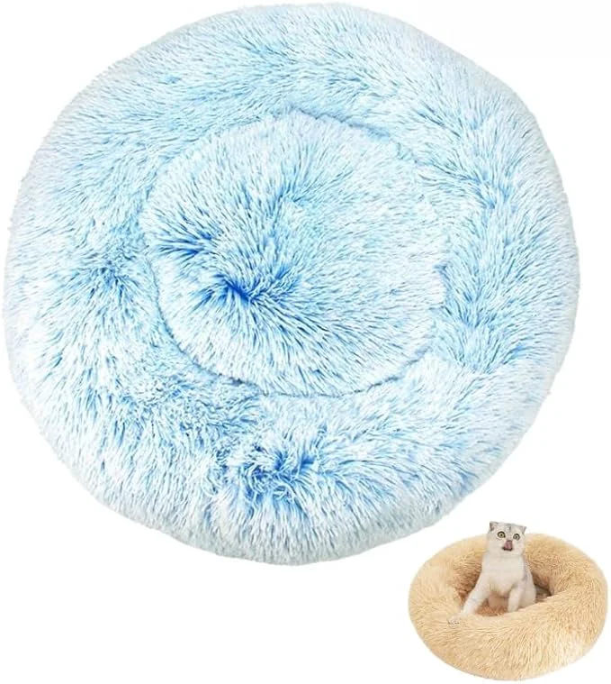 Comfortable Anxiety Relief Dog Bed – Mr Fluffy Friend Anti-Anxiety Calming Plush Pet Bed for Chewing Crate Training Thunderstorm Stress B-Blue XS-40CM About ThisOverview Top-Quality