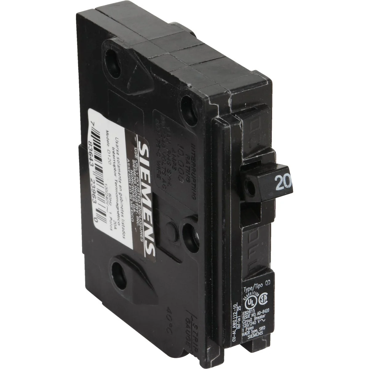 Advanced Connecticut Electric 20A Single-Pole Standard Trip Packaged Circuit Breaker For Square D High-End