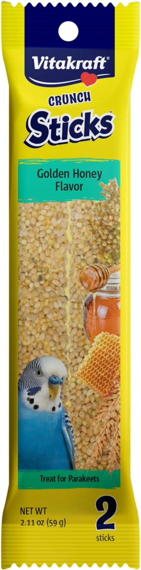 Sustainable Vitakraft Parakeet Whole Grains Honey Treat Sticks 2 Count 2.11 Ounce Stylish