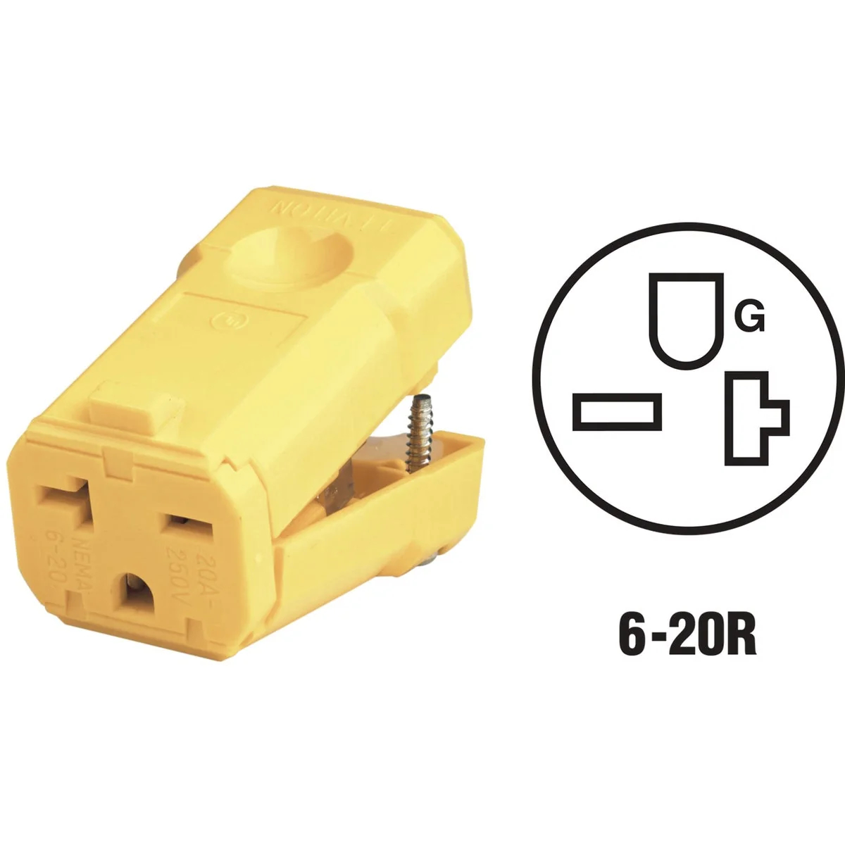 Contemporary Leviton 20A 250V 3-Wire 2-Pole Python Cord Connector Original Design