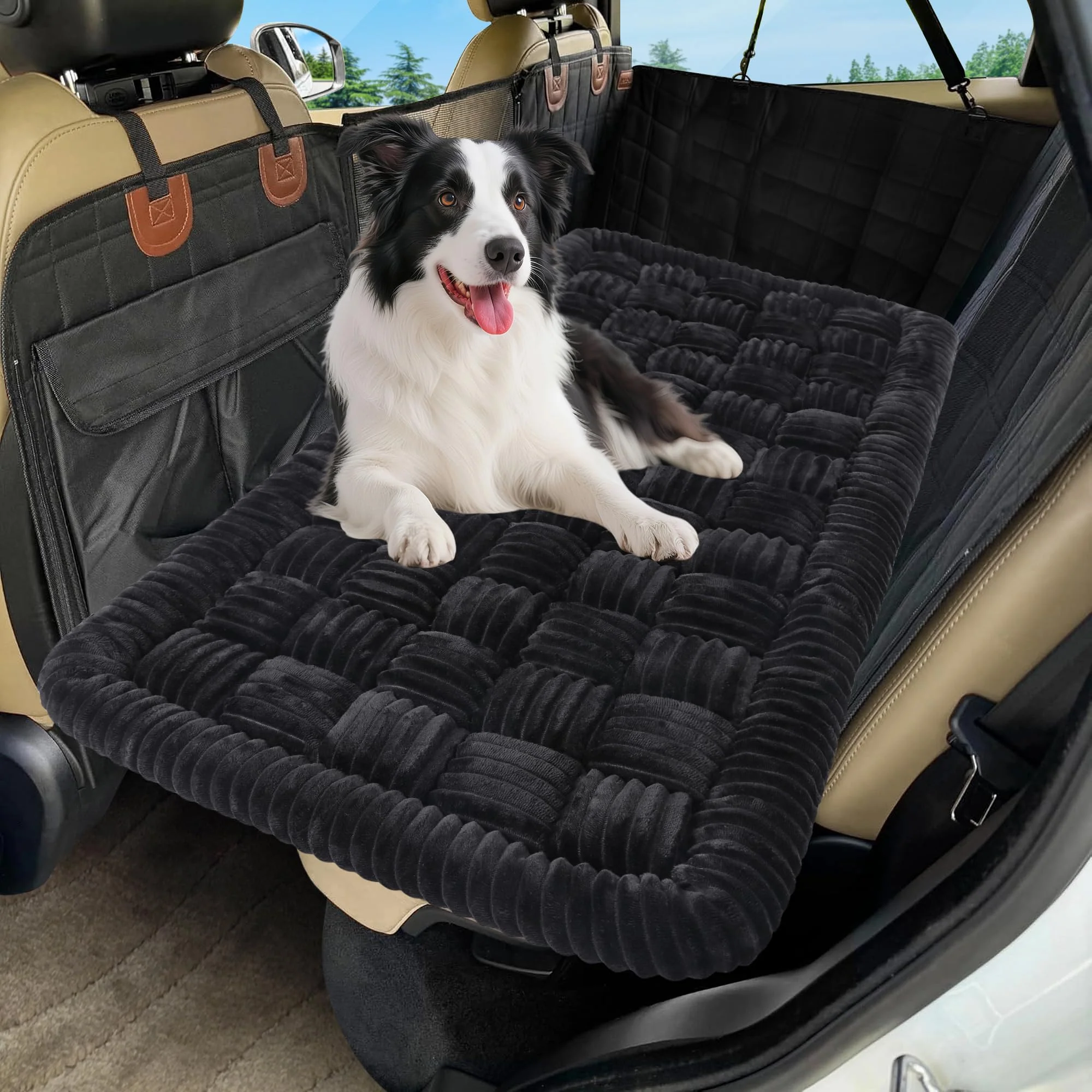 Verified Loiion Dog Car Bed Mat – Non-Slip Backseat Car Pad 50×24.6 in Plaid Elegant