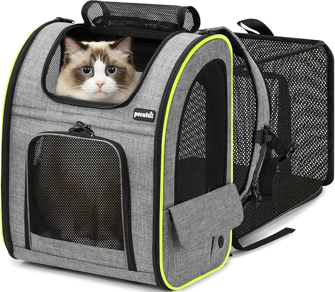 Eco-Friendly Pecute Cat Backpack Carrier XL Expandable Pet Backpack Advanced