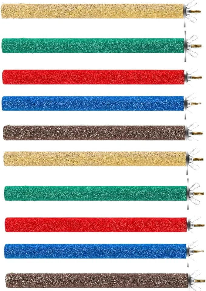 High-Performance 10 Pcs Parrot Perch Stand Bird Perch Stand Toy Colorful Paw Grinding Stick Cage Natural