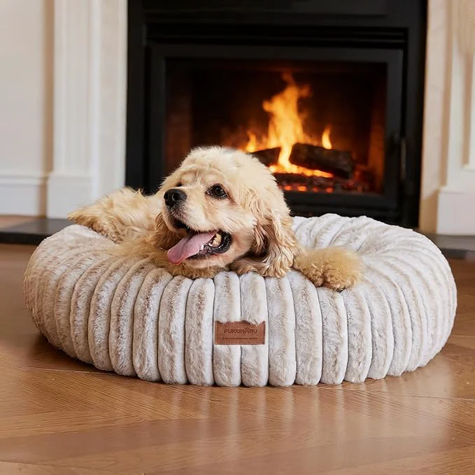 Unique FUKUMARU Small Dog Bed Gradient Color Donut Dog Beds for Anxious Puppies 25 inches Calming Orthopedic Dog Beds Round Pet Beds with Washable Cover Cute Cat Bed for Indoor Cats CamelAbout ThisOverview World-Class