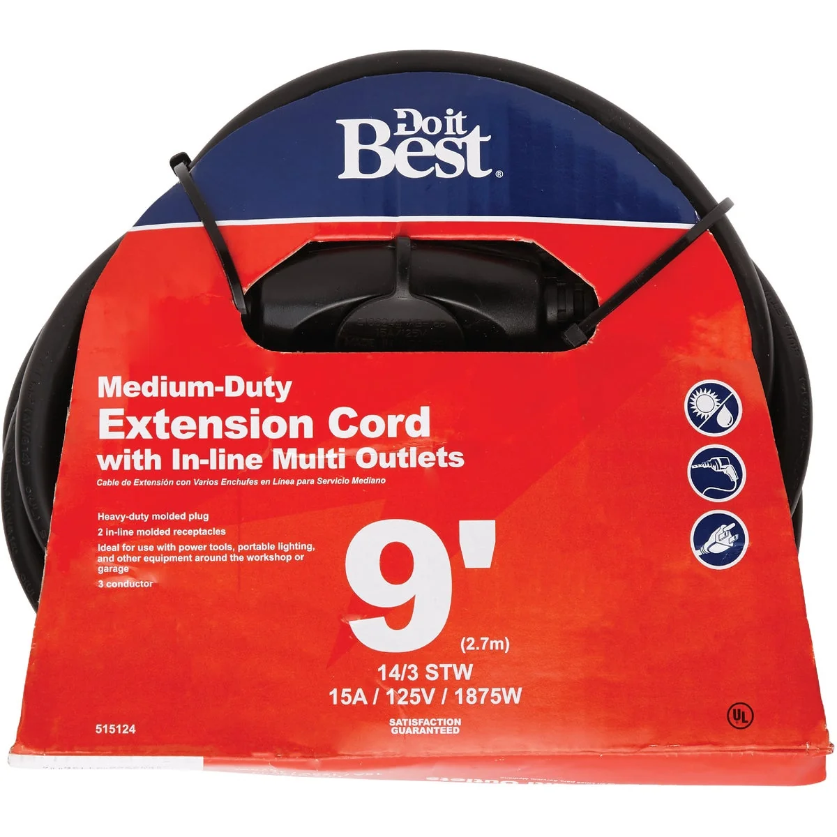 Contemporary Do it 9 Ft. 14 3 In-Line Multi Outlet Extension Cord Secure