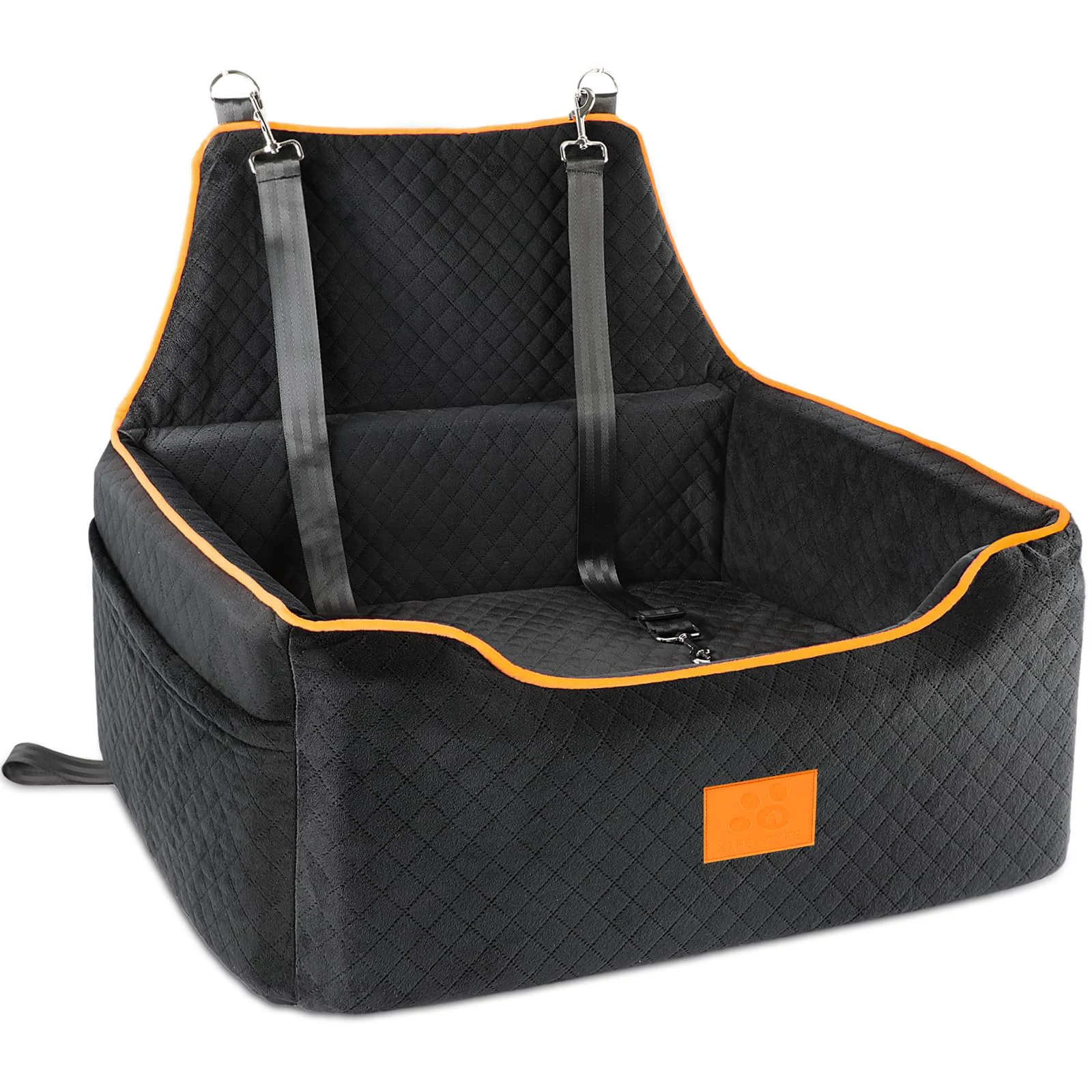 Excellent XIEEAOZEE Dog Car Seat for Large Medium Dogs – Booster Seat with Storage Washable Black Pure