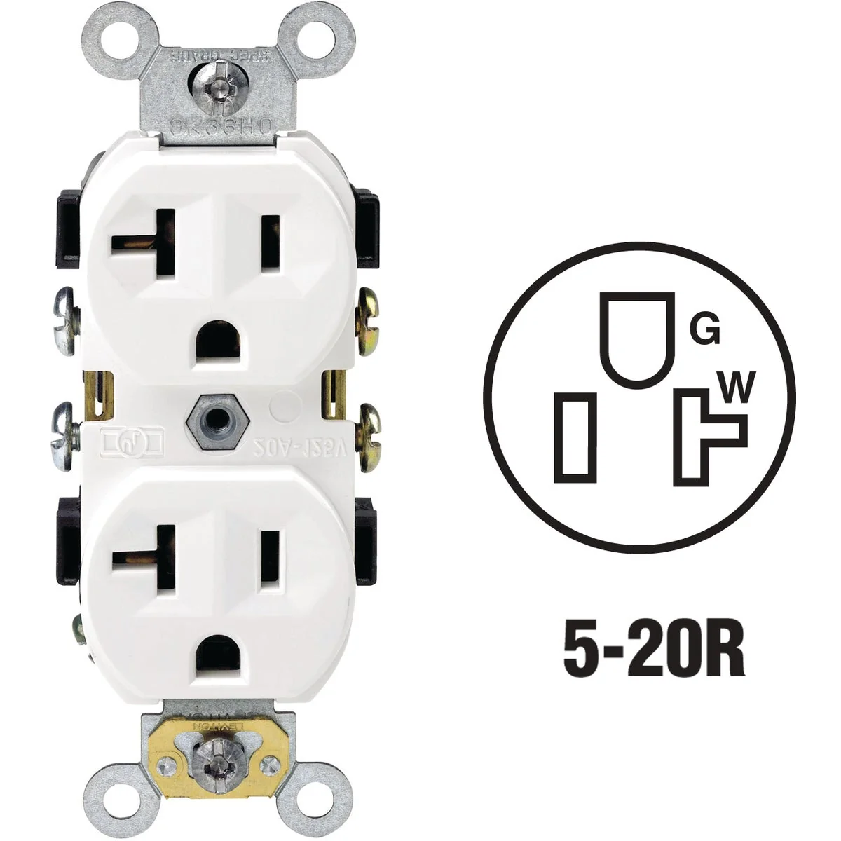 Certified Leviton 20A White Shallow Commercial Grade 5-20R Duplex Outlet Crafted