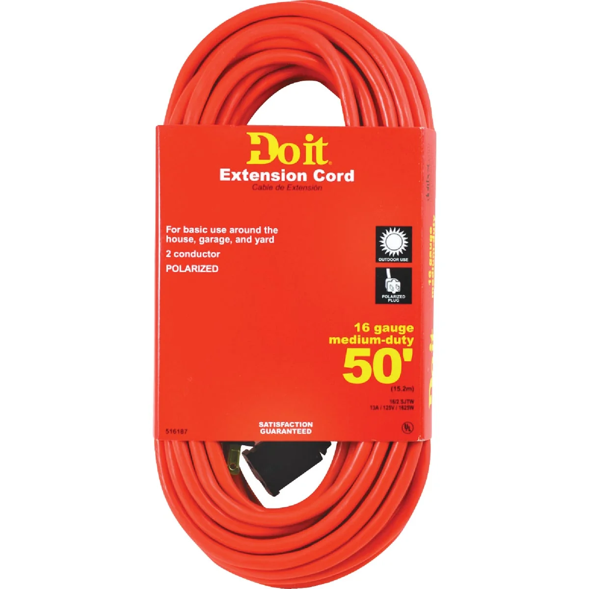 Breathable Do it 50 Ft. 16 2 Polarized Outdoor Extension Cord Reusable