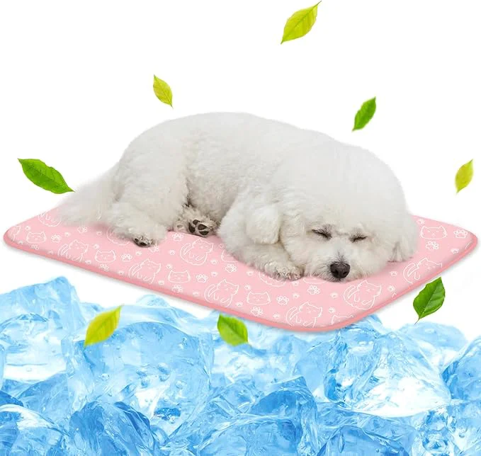 Trendy NWK Pack of 4 Pet Cooling Mat -Q-Max 0.345 Ice Silk Cooling Mat for Dogs Cats Portable Washable Pet Cooling Blanket Car Seats Beds for Summer 4pcs Pink Cat 27” X 20” X 0.3” About ThisOverview Fine