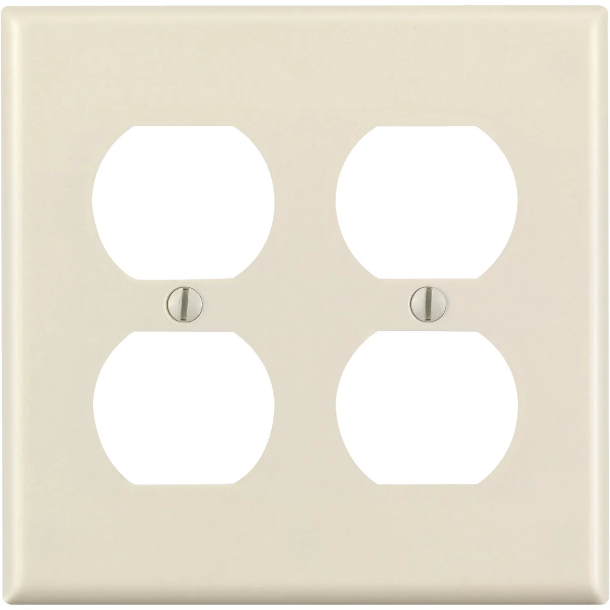 Proven Leviton 2-Gang Smooth Plastic Outlet Wall Plate Light Almond Flexible