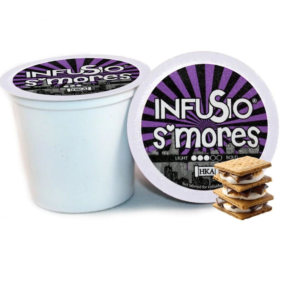 Easy-to-Use InfuSio Coffee Pods 96 Count S’mores Medium Roast Flavored Single Serve Coffee Pods for Keurig K Cups Brewers – InfuSio Premium Roasted Keurig 2.0 Compatible Professional
