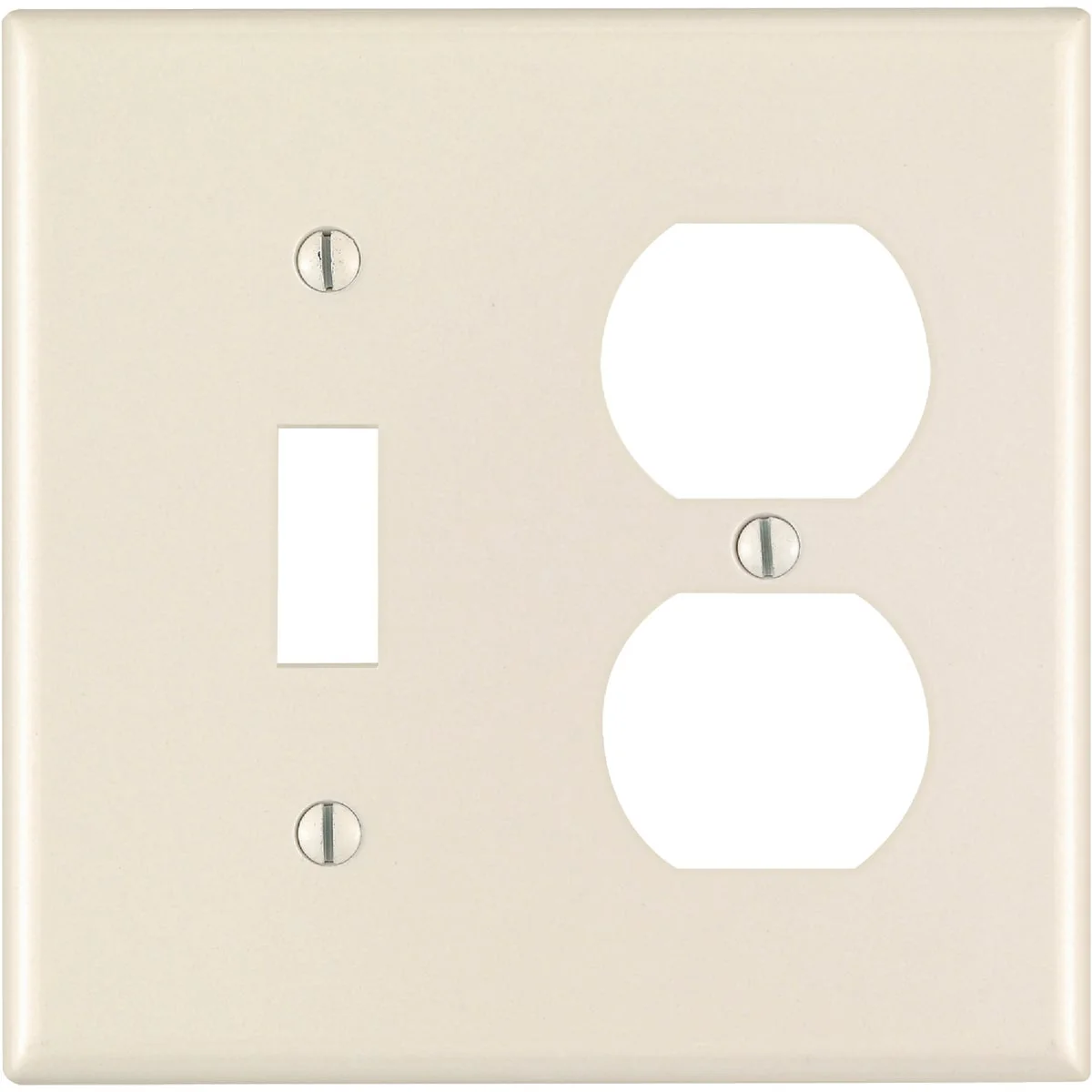 Official Leviton 2-Gang Plastic Single Toggle Duplex Outlet Wall Plate Light Almond Top-Quality