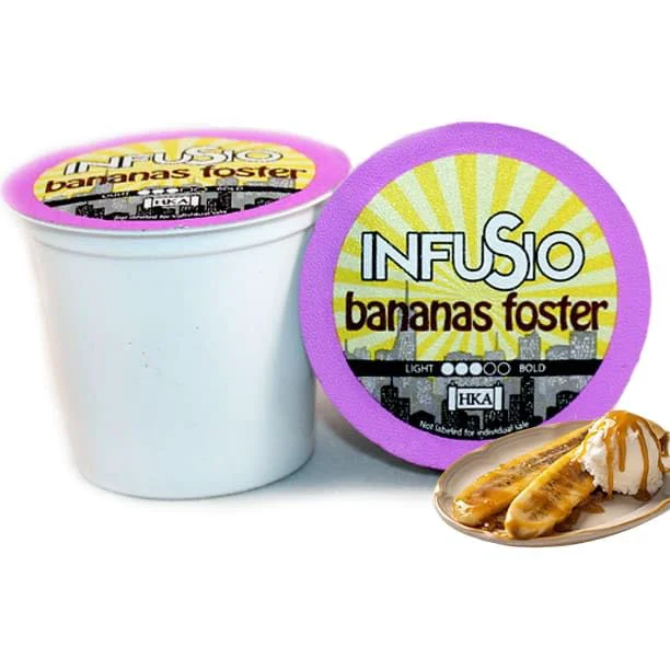 Breathable InfuSio Coffee Pods 96 Count – Bananas Foster Coffee Medium Roast Flavored Single Serve Pods for Keurig K Cups Brewers – InfuSio Premium Roasted Keurig 2.0 Compatible